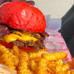 Wulf Burger McKinney red bun smashburger with beef tallow fries on Stacy Road near Highway 380