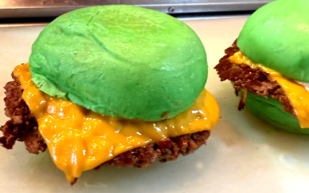 Dallas green bun burger at Wulf Burger Mockingbird Dallas