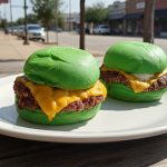 Wulf Burger Richardson red bun Halal burger with fries near CityLine and UTD Campus