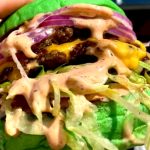 Wulf Burger McKinney green bun vegan burger with crispy vegan fries near Historic Downtown McKinney