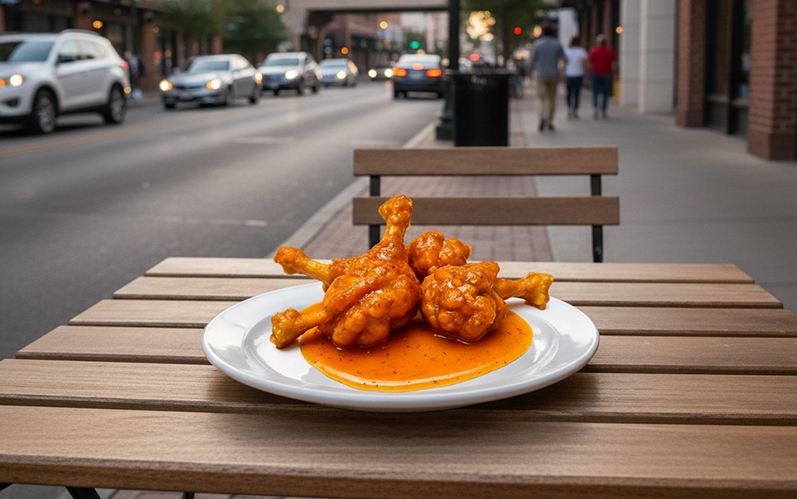 Halal Chicken Wings in Dallas at WingPopZ by Wulf Burger Mockingbird — Garlic Hot Honey flavor near SMU