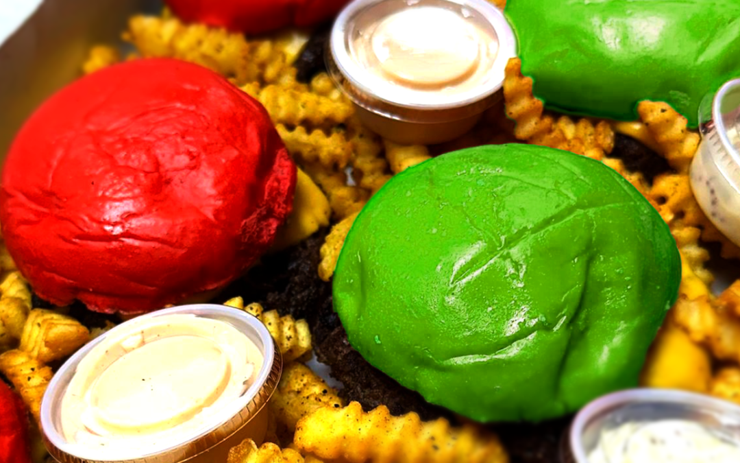 Wulf Burger red bun made with beet extract