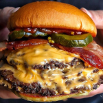 Wulf Burger Plano grass-fed double patty burger on red bun