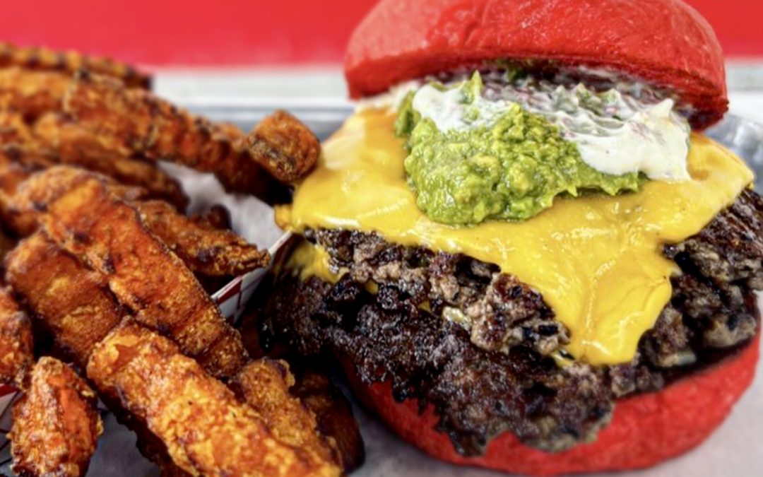 Classic American burger at Wulf Burger Dallas TX with double patties and signature buns