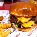 popular local burger joint in Dallas Wulf Burger red bun