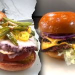 Vegan Wulf Classic and Wulf Classic side by side at Wulf Burger Dallas Texas