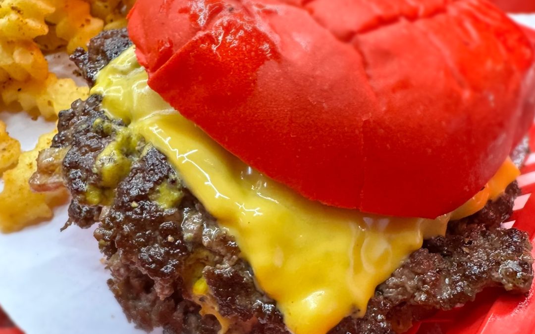 Wulf Burger red bun smash burger trending on Dallas food Instagram