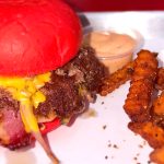 Wulf Burger smash burger red bun Dallas Texas